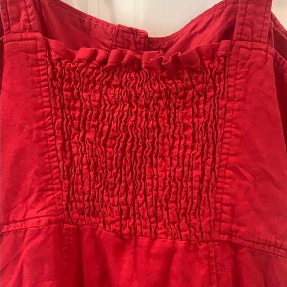 Zara Red Linen Button Down Sleeveless Dress Sz L - Picture 5 of 6